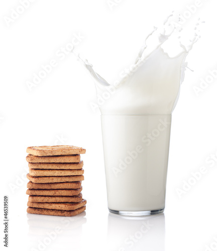 Photo: Splash of milk with various grain biscuits Splash of milk with various grain biscuits