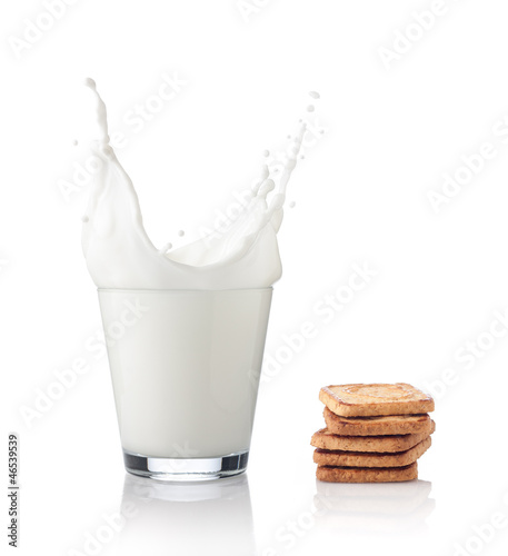 Photo: Splash of milk with various grain biscuits Splash of milk with various grain biscuits