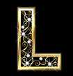 L gold letter with swirly ornaments