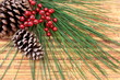Pine cone and Xmas Berry Background
