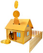 falling down euro coins to the money box