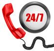 Telephone and 24/7 button. 24 hours in day