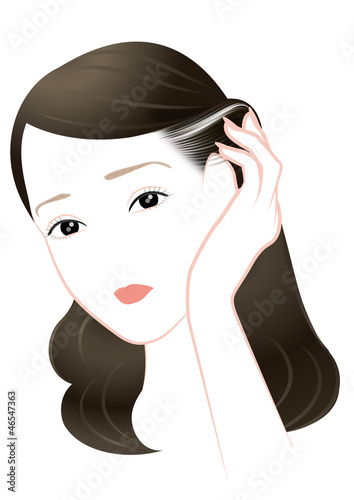 Illustration: 白髪を気にする女性 白髪を気にする女性