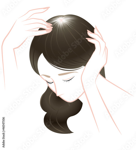 Illustration: 旋毛の白髪と薄毛 旋毛の白髪と薄毛