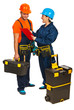 Cheerful builders workers team