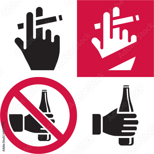Vector: No smoking. No alcohol. Smoking area. Drinking. No smoking. No alcohol. Smoking area. Drinking.