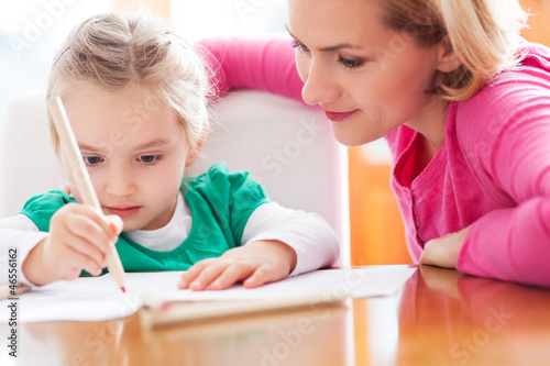 Photo: Mother and daughter drawing Mother and daughter drawing