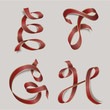 Vector ribbon alphabet - letters E, F, G, H