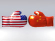 Boxing gloves with Usa and China flag