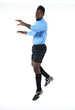 Portrait of an african american soccer player in action