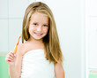 Little girl brushing teeth