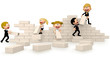 3D business people building a wall