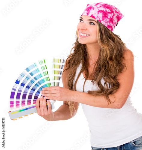 Photo: Woman with a color guide Woman with a color guide