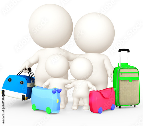Illustration: 3D family going on holidays 3D family going on holidays