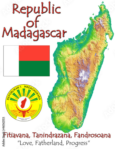 Vector: Madagascar Africa national emblem map symbol motto Madagascar Africa national emblem map symbol motto