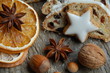 Weihnachtsteller mit Christstollen und Nüssen