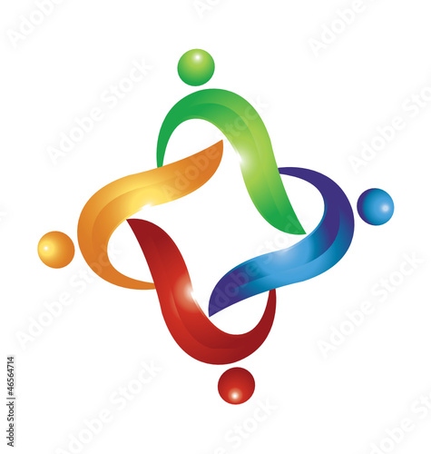 Vector: Teamwork swoosh people logo vector Teamwork swoosh people logo vector