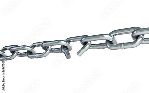 Illustration: Broken chain link chain Broken chain link chain