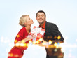 man and woman with present