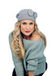 attractive woman in winter clothes