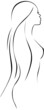 beautiful woman - black line drawing