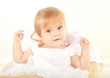 Photo: studio shot of blond little baby girl studio shot of blond little baby girl