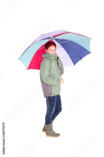 Photo: Frau mit großem Regenschirm Frau mit großem Regenschirm