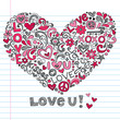 Heart Love Valentine's Day Sketchy Notebook Doodles Vector