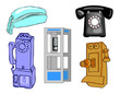 Full page of vector telephones and booth