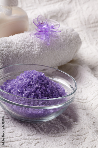 Photo: bath salt with towel bath salt with towel