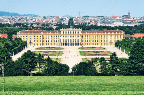 Photo: Schönbrunn Palace and `Great Parterre` in Vienna. Schönbrunn Palace and `Great Parterre` in Vienna.