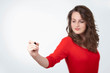 Young woman drawing on wihteboard