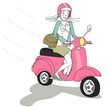 Femme moderne scooter rose