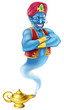 Evil genie and magic oil lamp