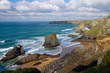 Carnewas and Bedruthan Steps North Cornwall  England UK