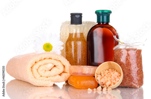 Photo: Set for care of a body isolated on white Set for care of a body isolated on white