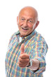 happy senior man shows thumbs up