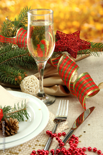 Photo: beautiful christmas setting, close up beautiful christmas setting, close up