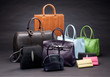 Set of beautiful leather handbags