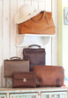 Set of beautiful leather bag and handbag