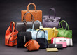 Set of beautiful leather handbags