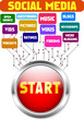 social network and media concept, with start button