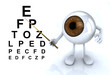 eye with arms and legs showing the letters of the table optometr