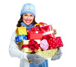 Beautiful christmas girl with gifts.