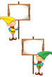 Elf Mascot - Holding Wooden Sign