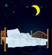 Vektor: Unmade bed under moon vector Unmade bed under moon vector