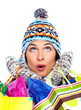 Beautiful shopping Christmas woman with bags.