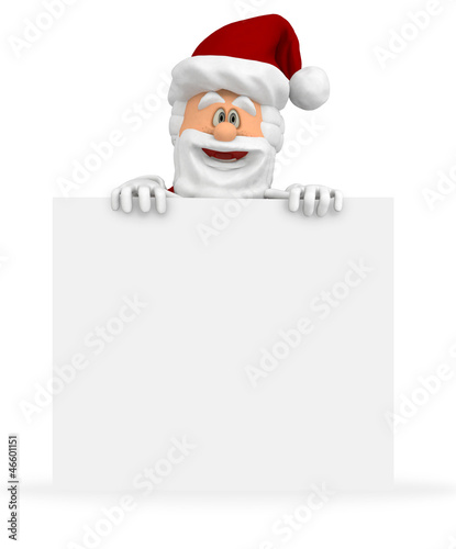 Illustration: 3D santa with a banner 3D santa with a banner