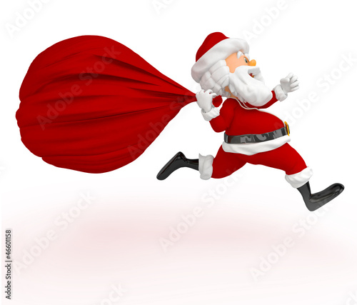 Illustration: 3D Santa running late 3D Santa running late