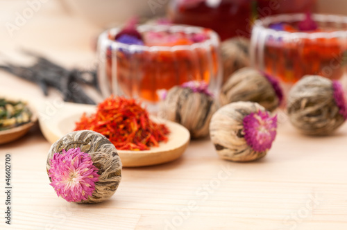 Photo: Herbal natural floral tea infusion with dry flowers Herbal natural floral tea infusion with dry flowers